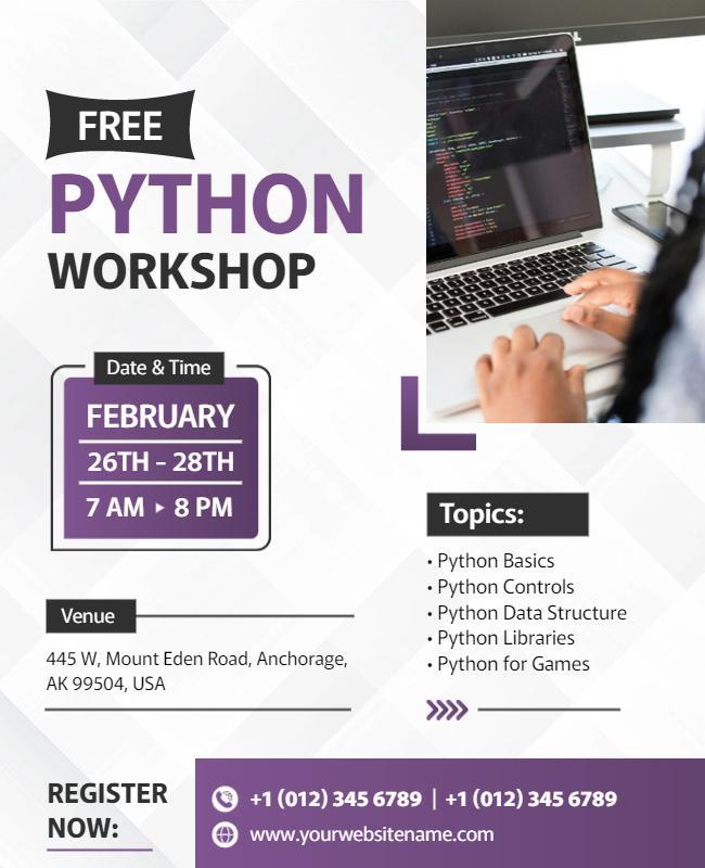 Free Python Programming Workshop Flyer Template