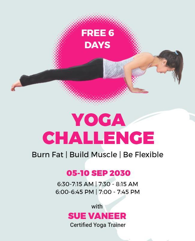 Free Six Day Yoga Challenge Flyer Template