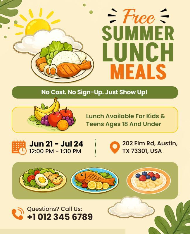 Free Summer Lunch Meals Flyer Template