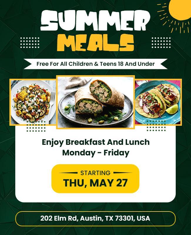 Free Summer Meals Program Flyer Template