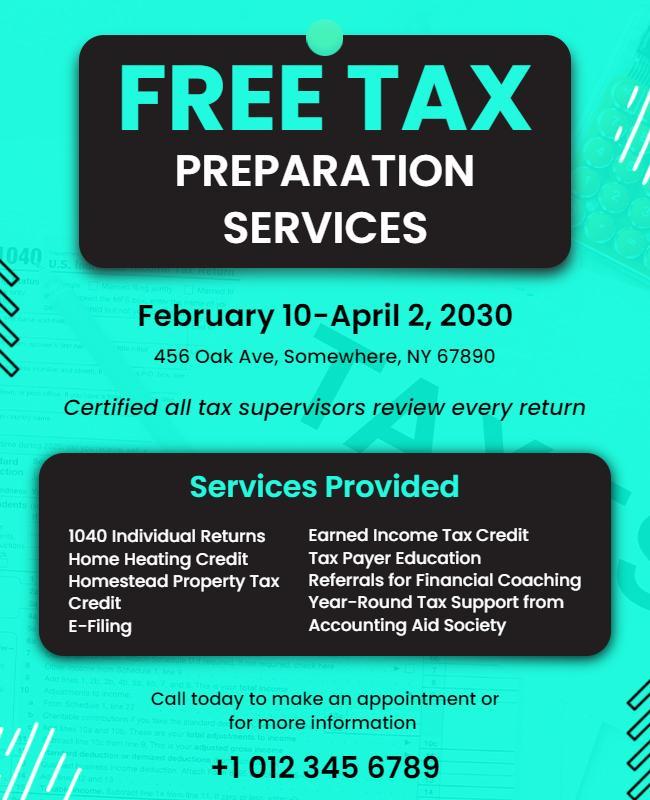 Free Tax Preparation Services Event Flyer Template