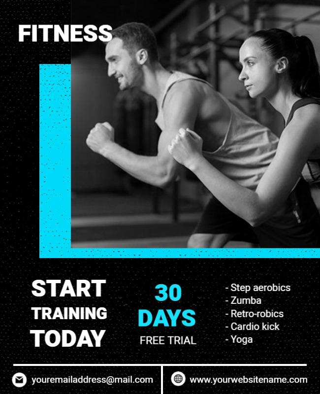 Free Trial Fitness Training Promotion Flyer Template