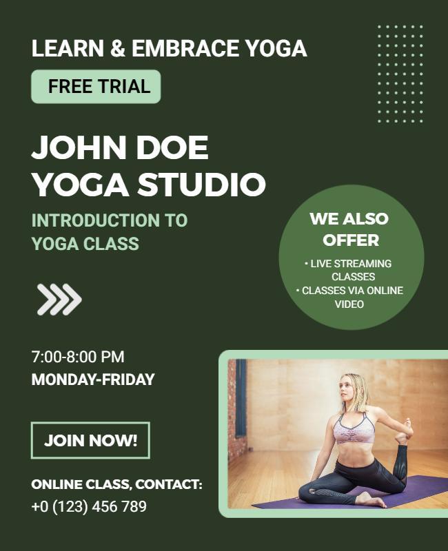 Free Trial Online Yoga Class Flyer Template