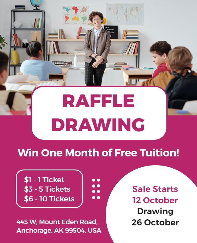 Free Tuition Raffle Drawing Event Flyer Template