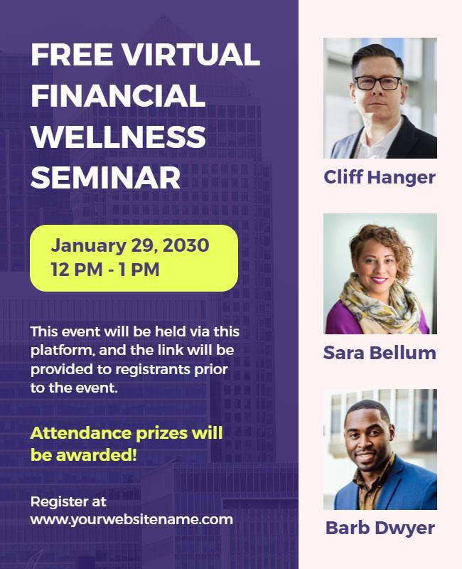 Free Virtual Financial Wellness Seminar Flyer Template