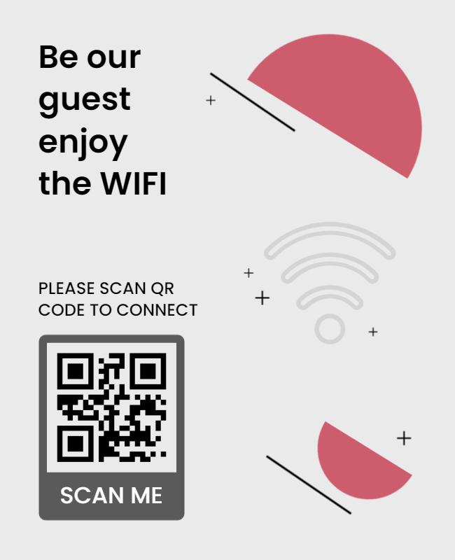 Modern Pink and Gray WiFi Access Invitation Flyer Template