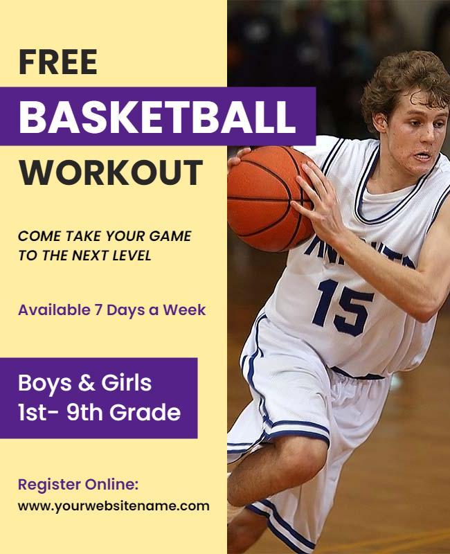 Free Youth Basketball Workout Flyer Template