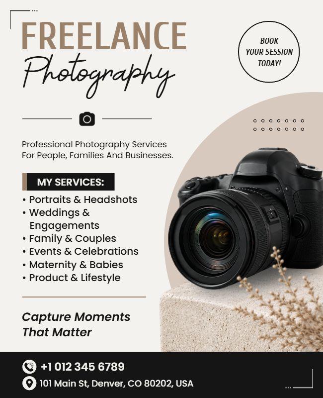 Freelance Photography Services Promotion Flyer Template