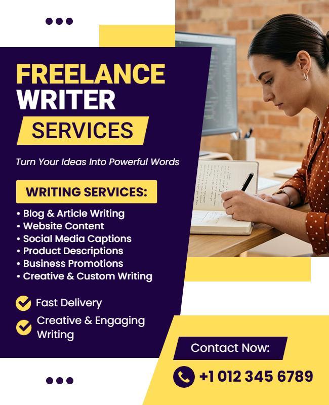 Freelance Writing Services Promotion Flyer Template