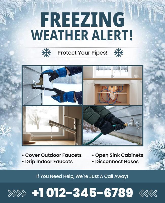 Freezing Weather Pipe Protection Alert Flyer Template