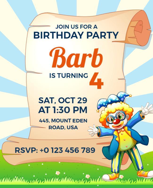 French Pass and Apple Birthday Party Flyer Template