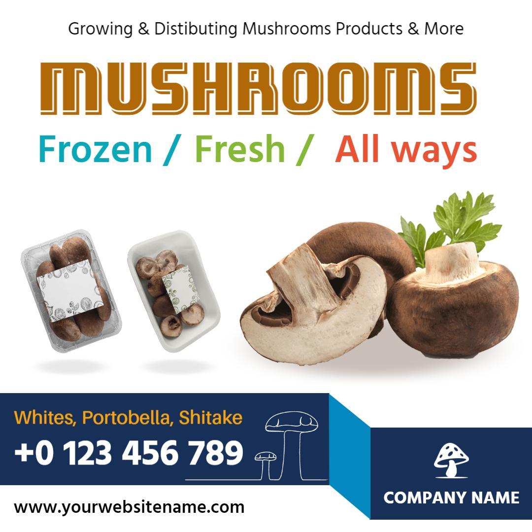 Fresh and Frozen Mushrooms Variety Promotion Ad Template
