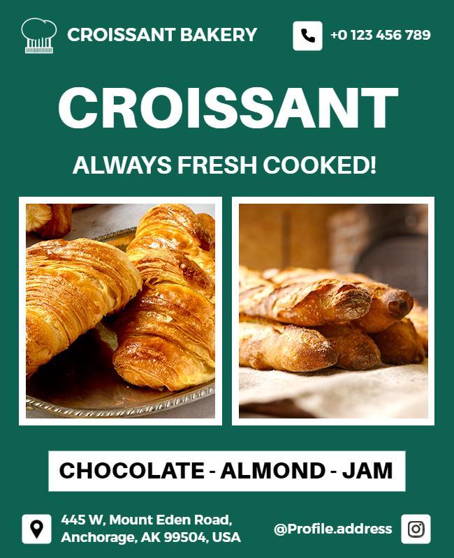 Fresh Baked Croissants Bakery Flyer Template