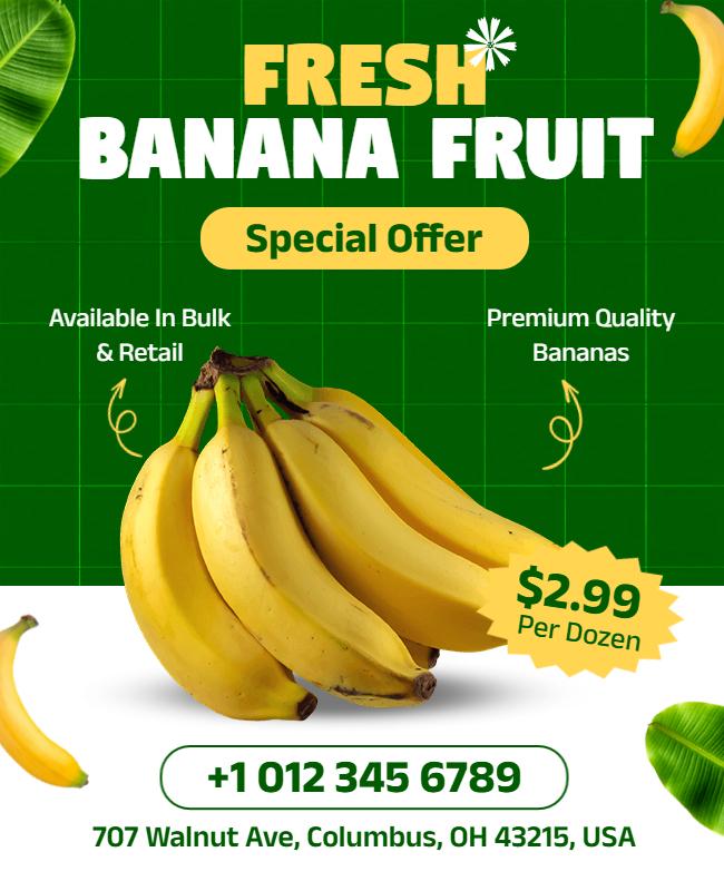 Fresh Banana Fruit Special Offer Poster Template
