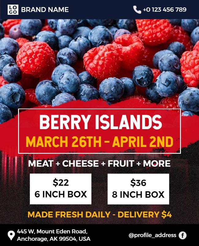 Fresh Berries and Cheese Event Promotion Flyer Template