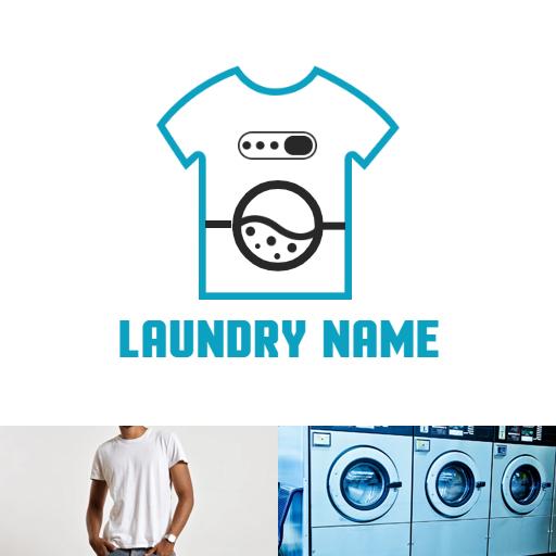 Fresh Blue and White Laundry Service T-Shirt Design Logo Template