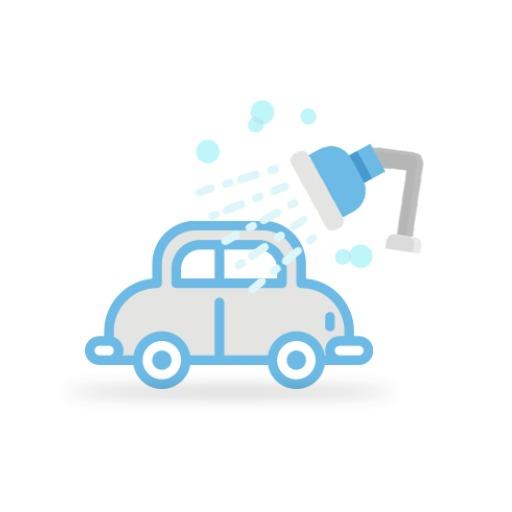 Fresh Blue Car Undergoing a Gentle Wash Logo Template