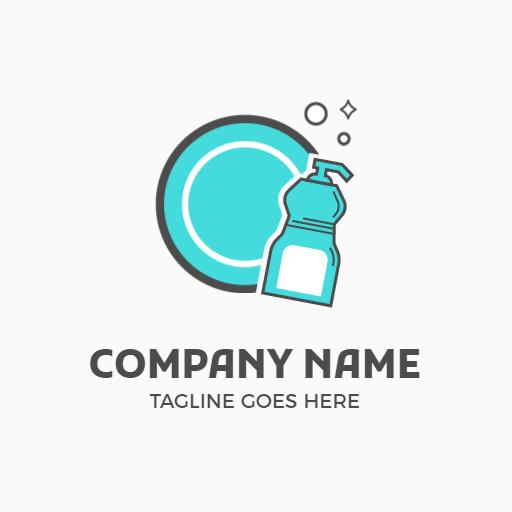 Fresh Blue Dishwashing Liquid Promoting Essential Cleanliness Logo Template