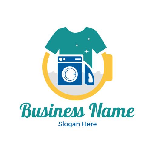 Fresh Blue Washer and Shirt Symbolizing Laundry Services Logo Template