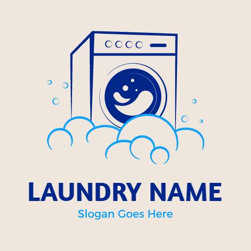 Fresh Blue Washing Machine Design for Laundry Services Logo Template