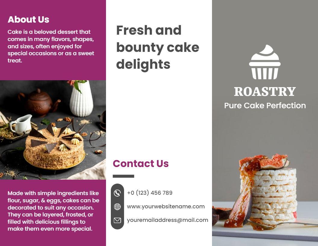 Fresh Cake Delights and Special Dessert Offers Bakery Brochure Template