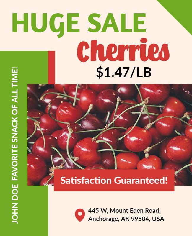 Fresh Cherries Huge Sale Announcement Flyer Template