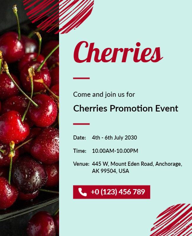 Fresh Cherries Promotion Event Flyer Template