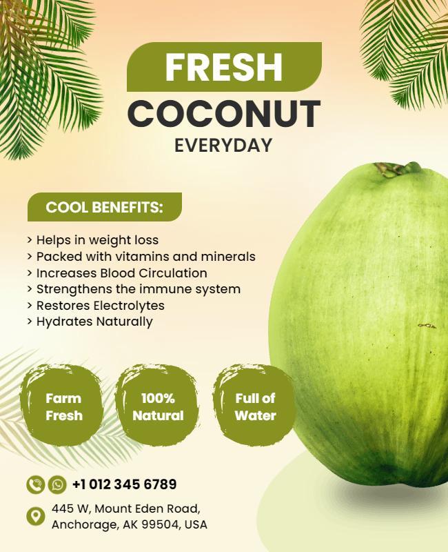 Fresh Coconut Health Benefits Flyer Template