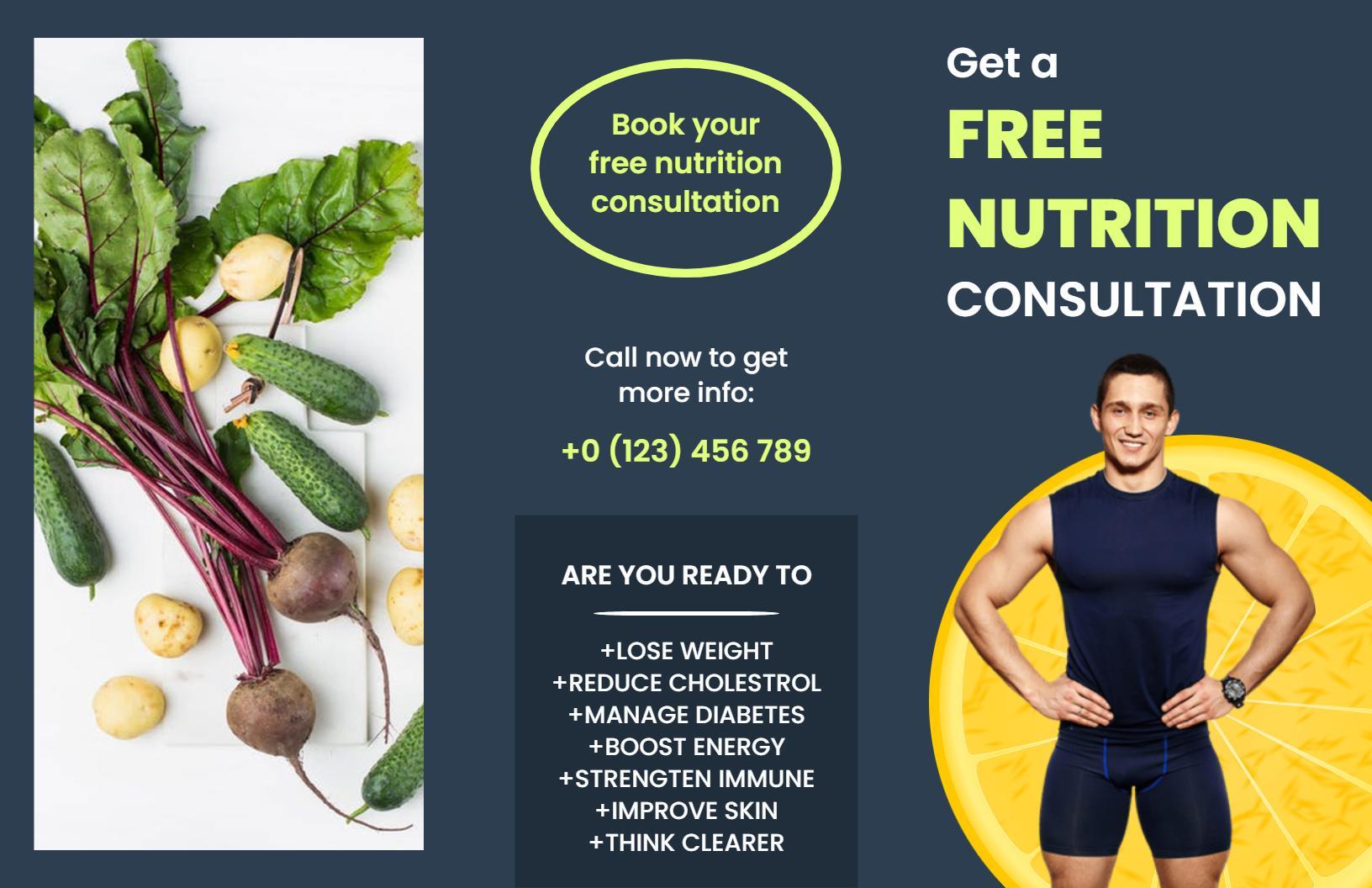 Fresh Colorful Nutrition Consultation Health Tips Brochure Template