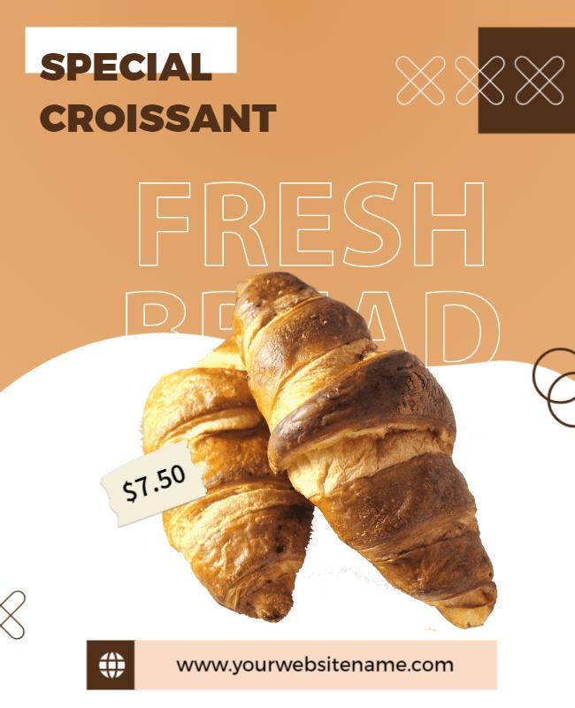 Fresh Croissant Bakery Promotion Flyer Template