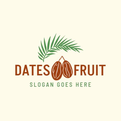 Fresh Dates and Palm Leaves Highlighting Healthy Eating Logo Template