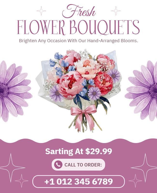 Fresh Flower Bouquet Sale Poster Template