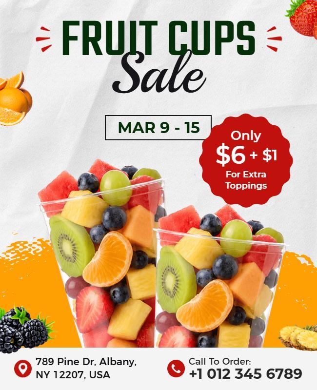 Fresh Fruit Cups Promotional Sale Poster Template
