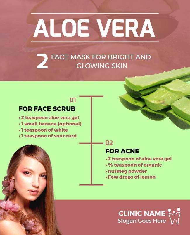 Fresh Green Aloe Vera Face Mask Recipe Guide Poster Template