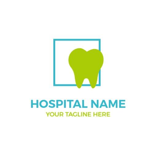 Fresh Green and Blue Dental Caring Tooth Icon Logo Template
