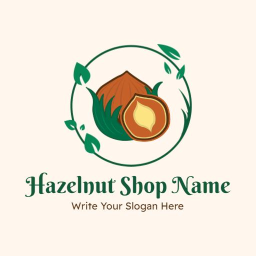 Fresh Green and Brown Hazel Nut Shop Logo with Natural Vibes Logo Template
