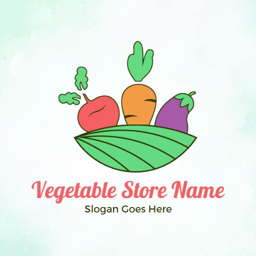 Fresh Green and Colorful Vegetable Basket Promotion Logo Template