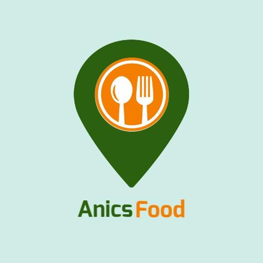 Fresh Green and Orange Food Locator for Restaurant Logo Template