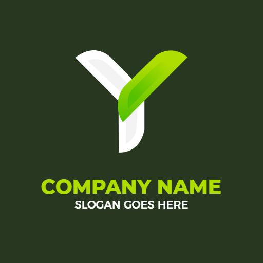Fresh Green and White Y Letter Design for Your Brand Logo Template