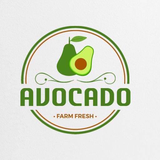 Fresh Green Avocado Design Highlighting Farm Ingredients Logo Template