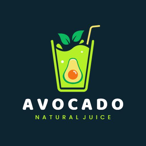 Fresh Green Avocado Juice in a Glass with Leaves Logo Template