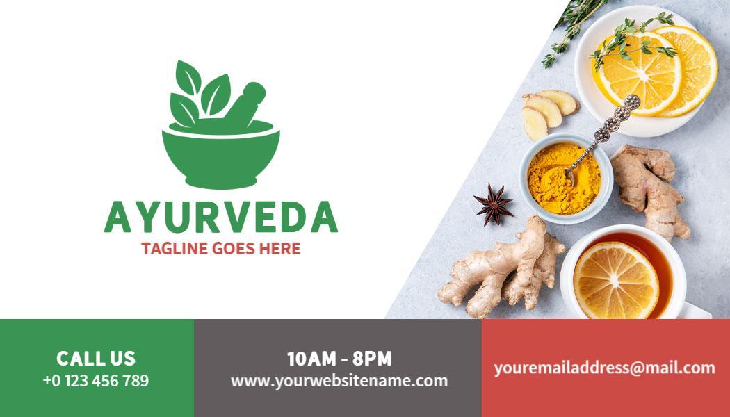 Fresh Green Ayurveda Holistic Healing Visiting Card Template