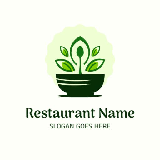Fresh Green Bowl of Ingredients Represents Healthy Restaurant Logo Template