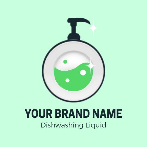 Fresh Green Bubbles in a Modern Dishwashing Liquid Logo Template