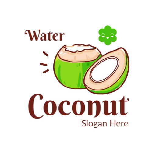 Fresh Green Coconut Illustrating Natural Water Product Logo Template