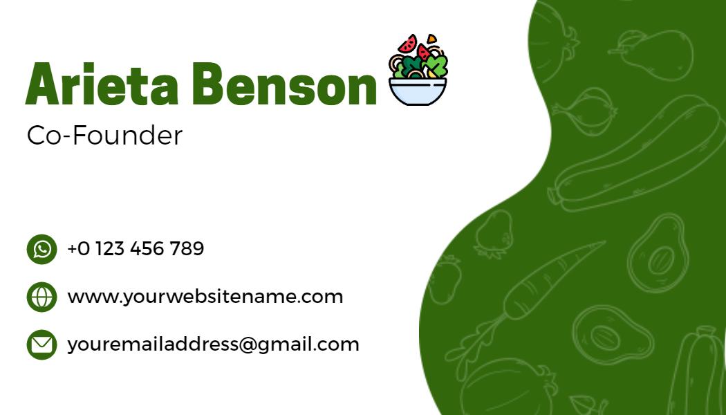 Fresh Green Culinary Delights Restaurant Business Card Template