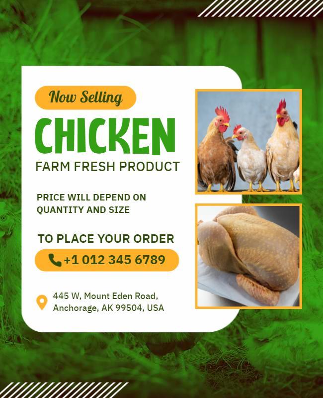 Fresh Green Farm Chicken Product Sale Poster Template