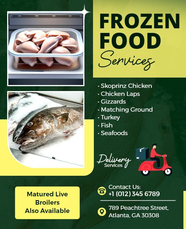 Fresh Green Frozen Food Delivery Services Poster Template