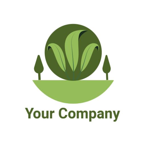 Fresh Green Grass and Trees Representing Lawn Care Logo Template