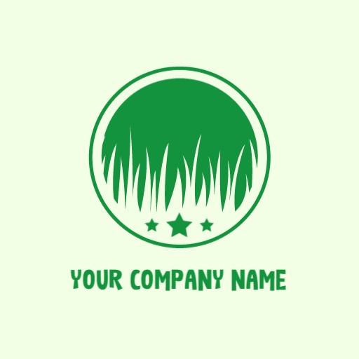 Fresh Green Grass Surrounded by Stars Lawn Care Logo Template